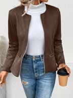 Nadalia | Collarless Zip-Up Fitted Jacket for Women