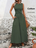 Mathilde | Belted Wrap A-Line Sleeveless Maxi Dress for Women