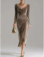 Enid | Draped Cowl Neck Sheath Cocktail Dresses for Women