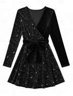 Emma | Sequin Velvet Wrap Mini Dress for Women