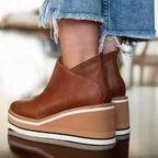 Athena | Wedge Platform Ankle Boots with Side Zip for Women