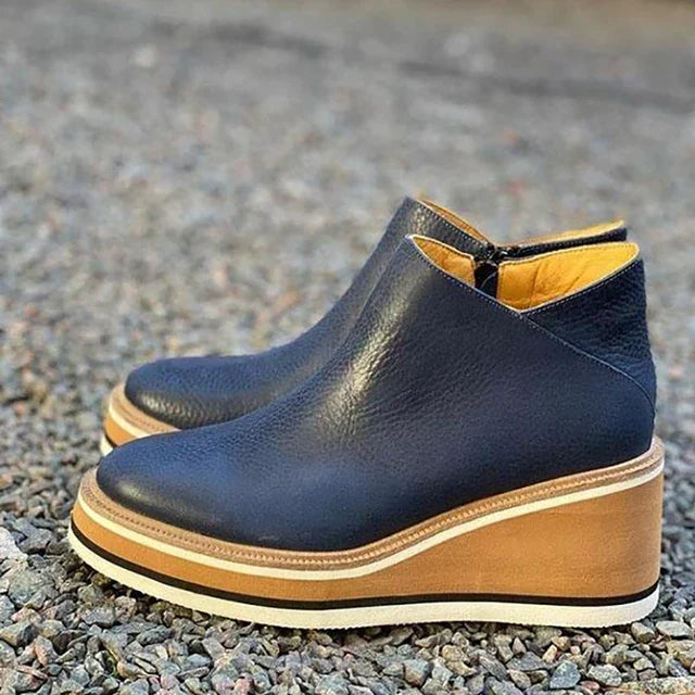 Athena | Wedge Platform Ankle Boots with Side Zip for Women
