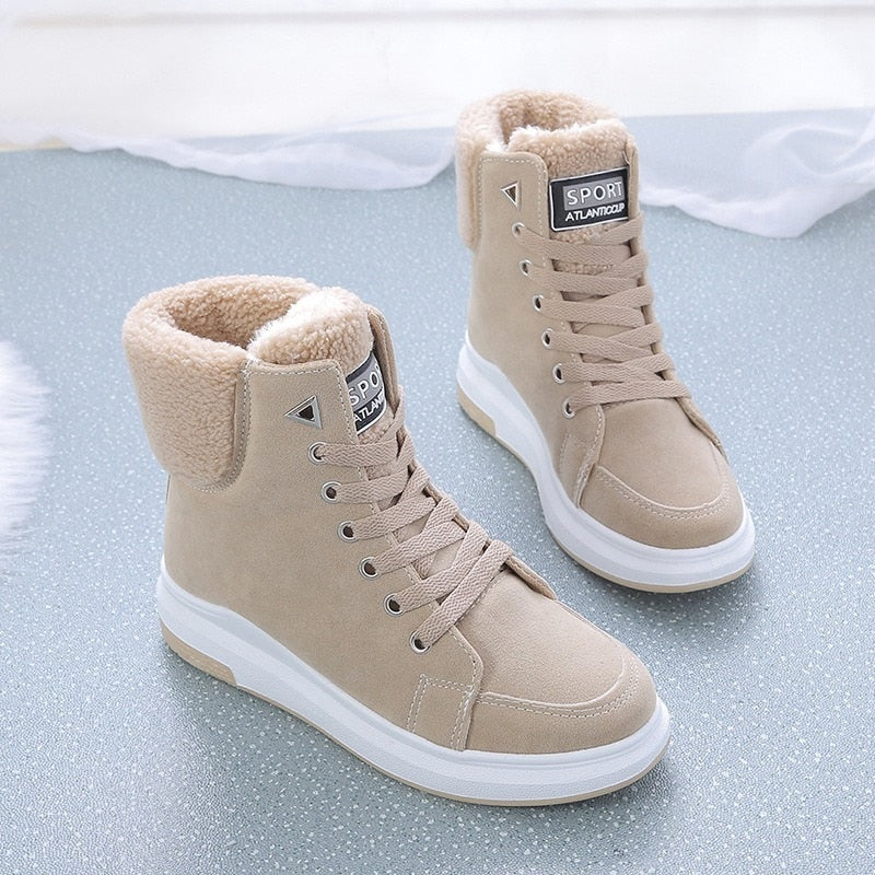 Fenne | Lace-Up Winter Boots with Faux Fur Lined Collar for Women