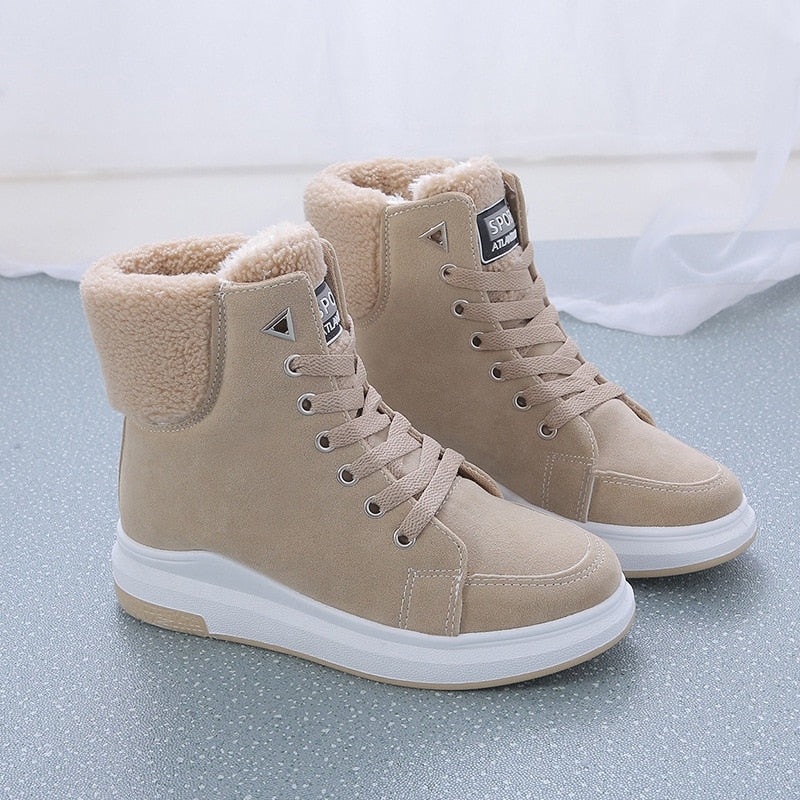 Fenne | Lace-Up Winter Boots with Faux Fur Lined Collar for Women