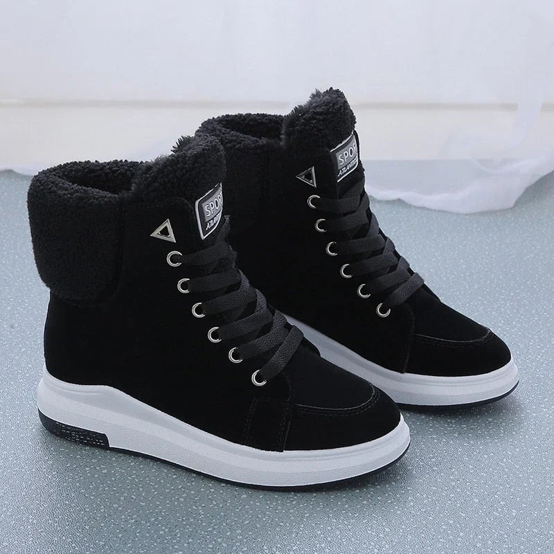 Fenne | Lace-Up Winter Boots with Faux Fur Lined Collar for Women