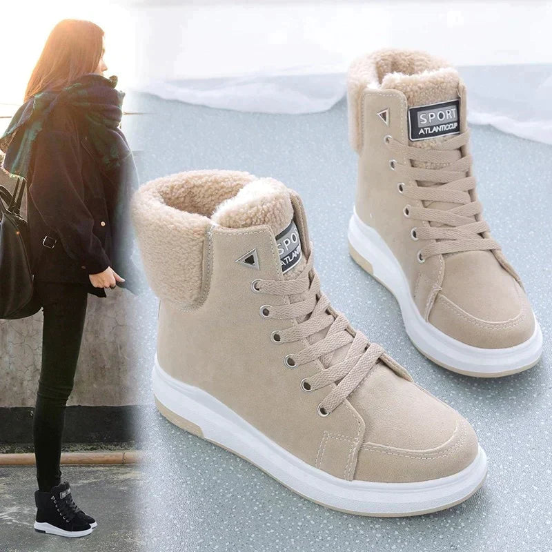 Fenne | Lace-Up Winter Boots with Faux Fur Lined Collar for Women