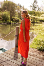 Nina | Sleeveless Round Neck Midi Dress with Front Split