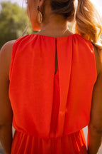 Nina | Sleeveless Round Neck Midi Dress with Front Split