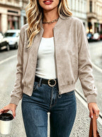 Chloé | Cropped Suede-Look Bomber Jacket for Women
