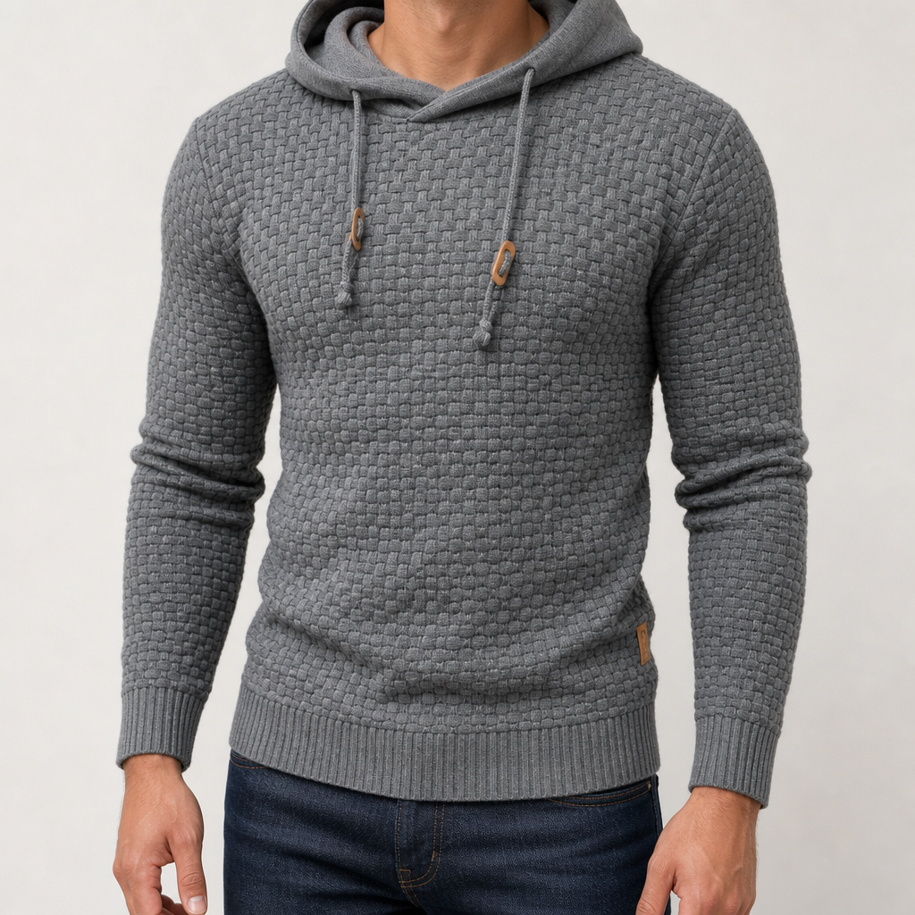 Theophile | Waffle-Knit Cowl-Neck Hoodie for Men