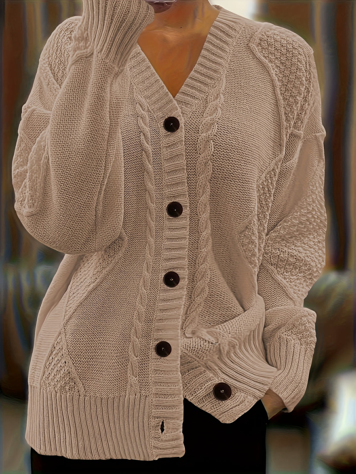 Luna | Cable-Knit Button-Front Cardigan for Women