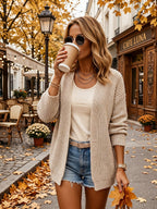 Tineke Ribbed Knit Open-Front Cardigan for Women