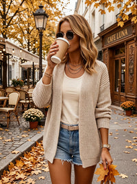 Tineke Ribbed Knit Open-Front Cardigan for Women