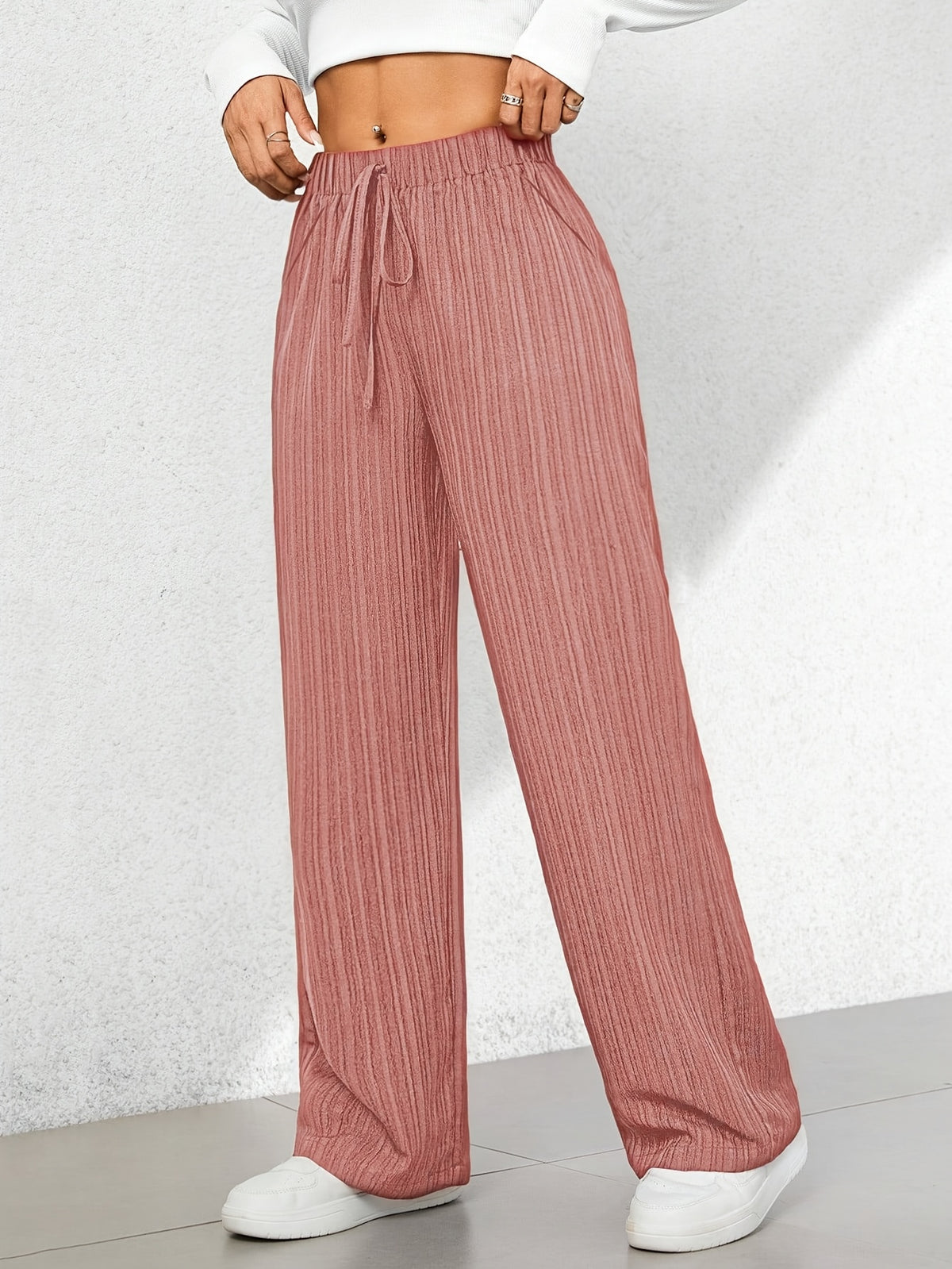 Carla | Baggy Sweatpants with Textured Ribbed Wide Leg for Women