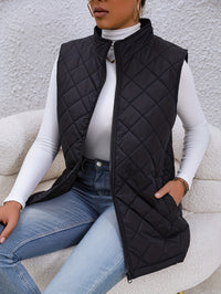 Sigrid Quilted Zip-Up Vest with Stand Collar for Women