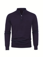 Anton | Ribbed Quarter-Zip Sweater with Stand Collar for Men