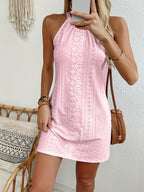 Ilona | Halter Neck Lace Sheath Mini Dress for Women