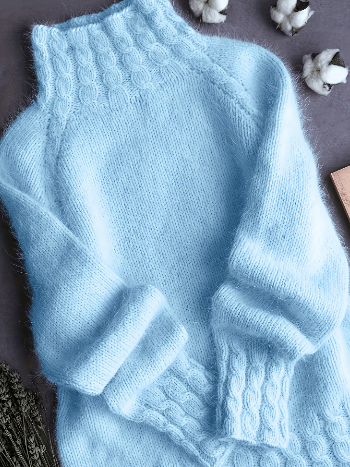 Odalys | Ribbed Turtleneck Cable Knit Sweater for Women
