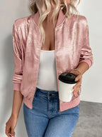 Christel | Metallic Textured Bomber Jacket for Women