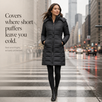 Leah | Quilted Mid-Length Puffer Jacket with Hood for Women