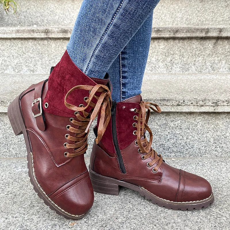 Tahlia | Buckle Lace-Up Combat Winter Boots for Women