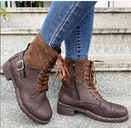 Tahlia | Buckle Lace-Up Combat Winter Boots for Women