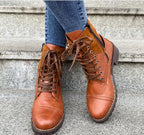 Tahlia | Buckle Lace-Up Combat Winter Boots for Women