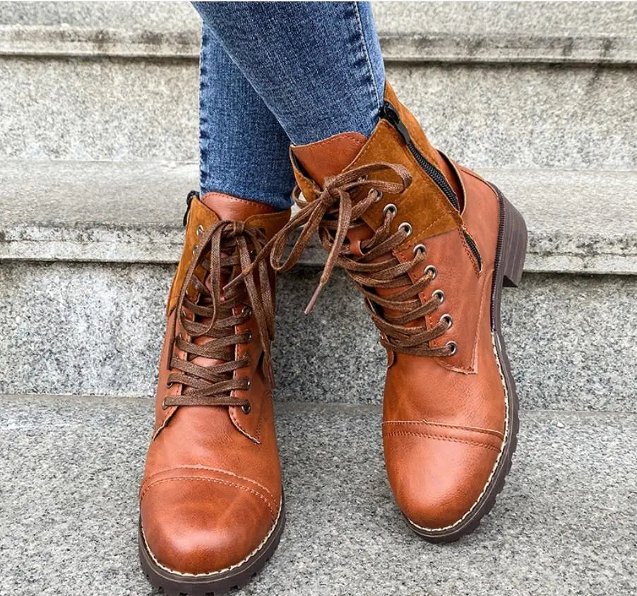 Tahlia | Buckle Lace-Up Combat Winter Boots for Women