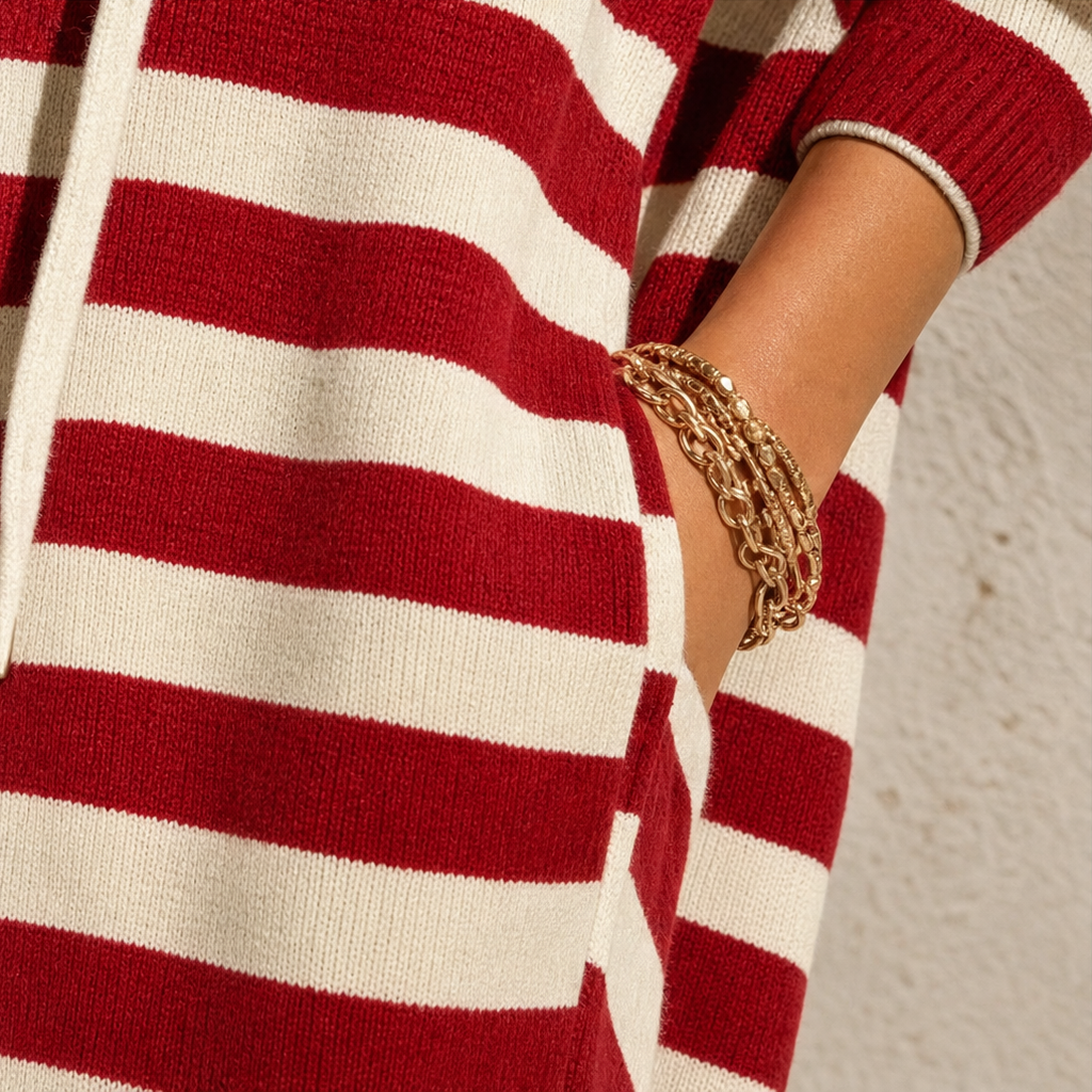 Althea | Striped Hooded Maxi Dress with Pockets for Women