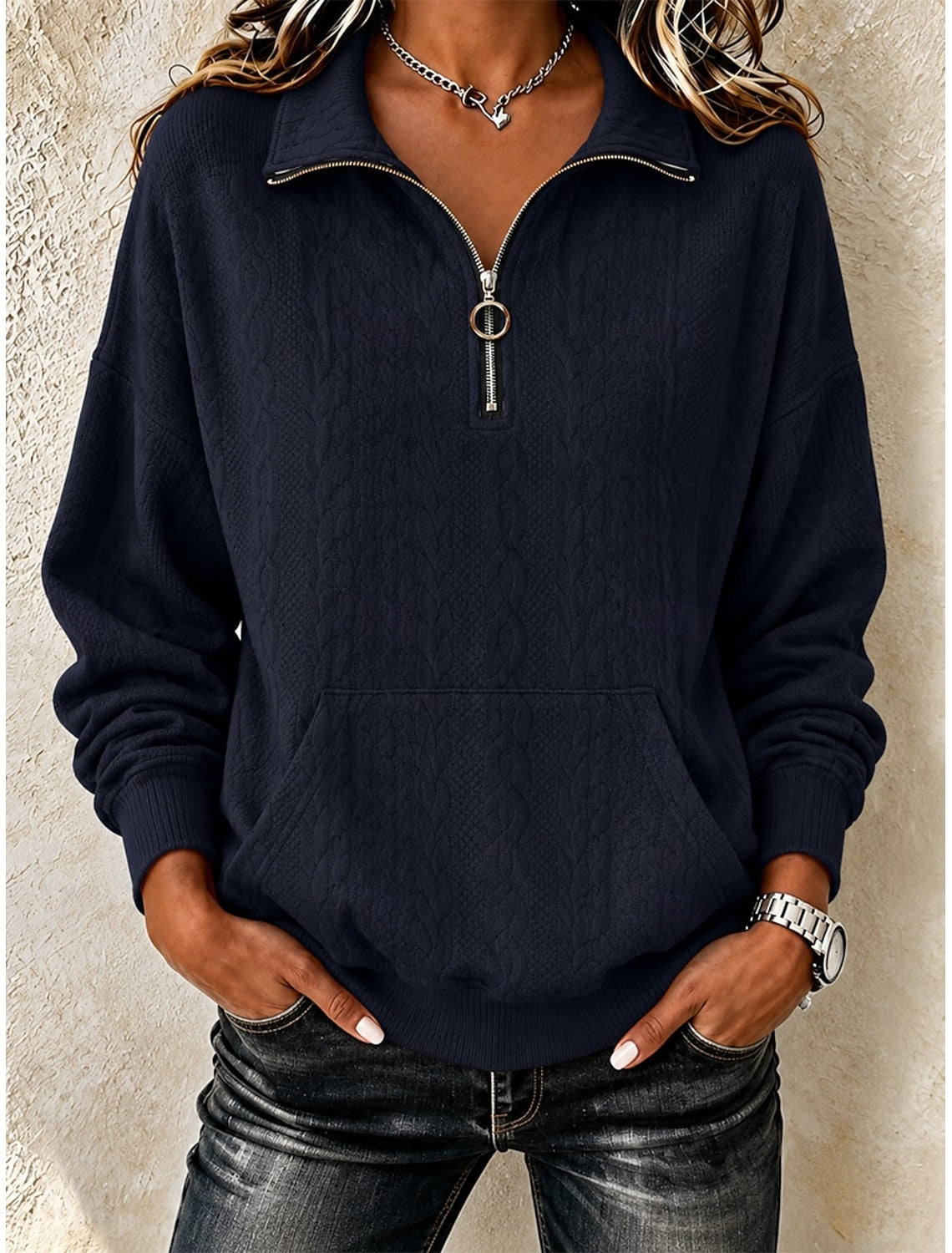 Elisa | Cable Knit Quarter-Zip Cardigan Pullover for Women