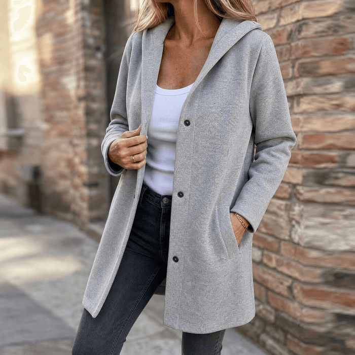 Juno | Oversized Hooded Button-Front Cardigan with Pockets