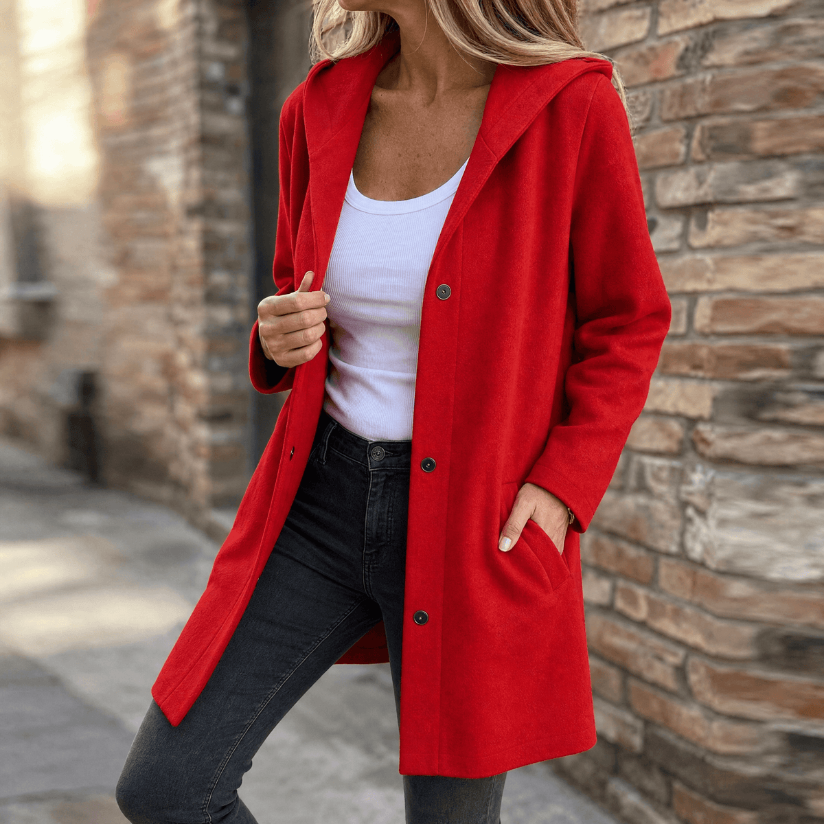 Juno | Oversized Hooded Button-Front Cardigan with Pockets