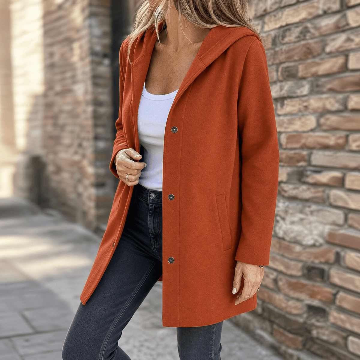 Juno | Oversized Hooded Button-Front Cardigan with Pockets