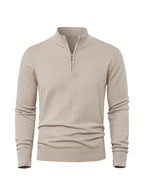 Anton | Ribbed Quarter-Zip Sweater with Stand Collar for Men