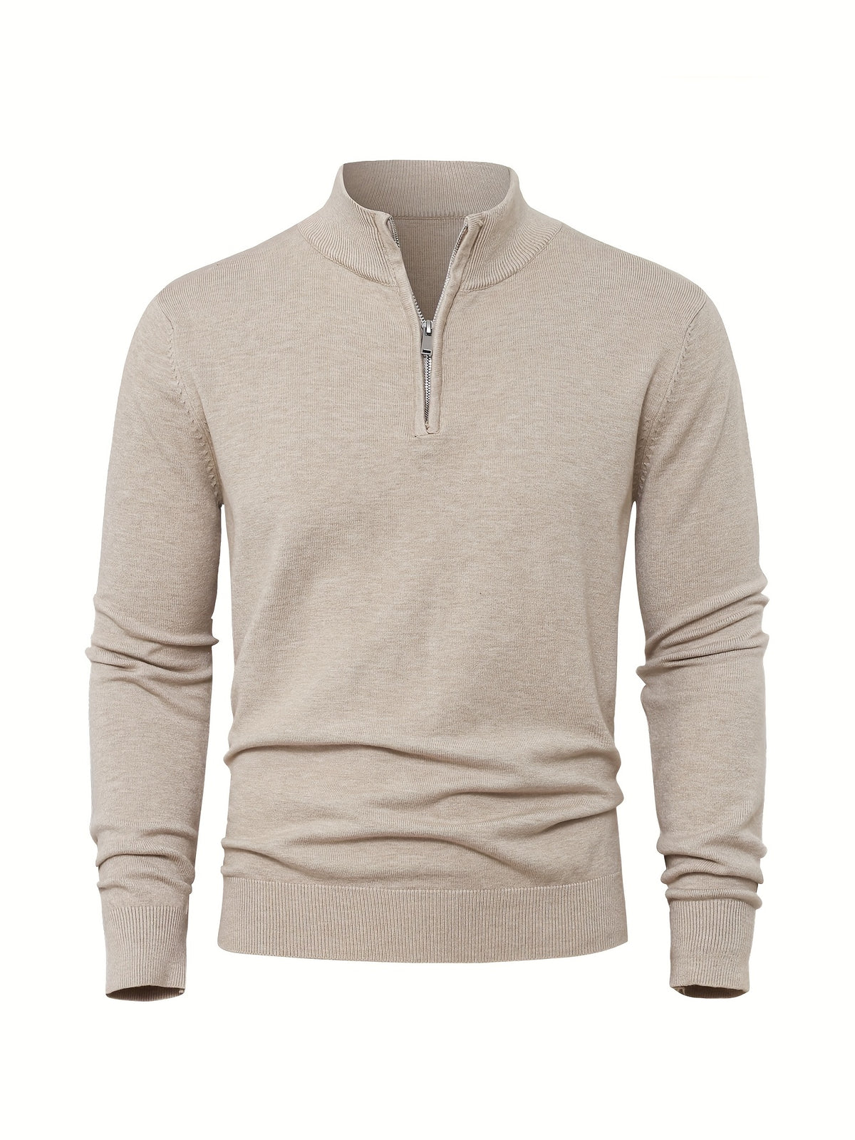 Anton | Ribbed Quarter-Zip Sweater with Stand Collar for Men
