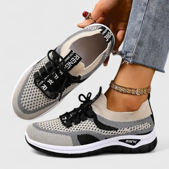Nadelora | Lace-Up Knit Sneakers with Cushioned Sole for Women