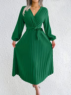 Isabel | Wrap V-Neck Pleated Maxi Dress for Women