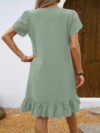 Corinne | Ruffled A-Line Homecoming Dress with V-Neck for Women