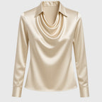 Alma Draped Collar Long Sleeve Blouse for Women