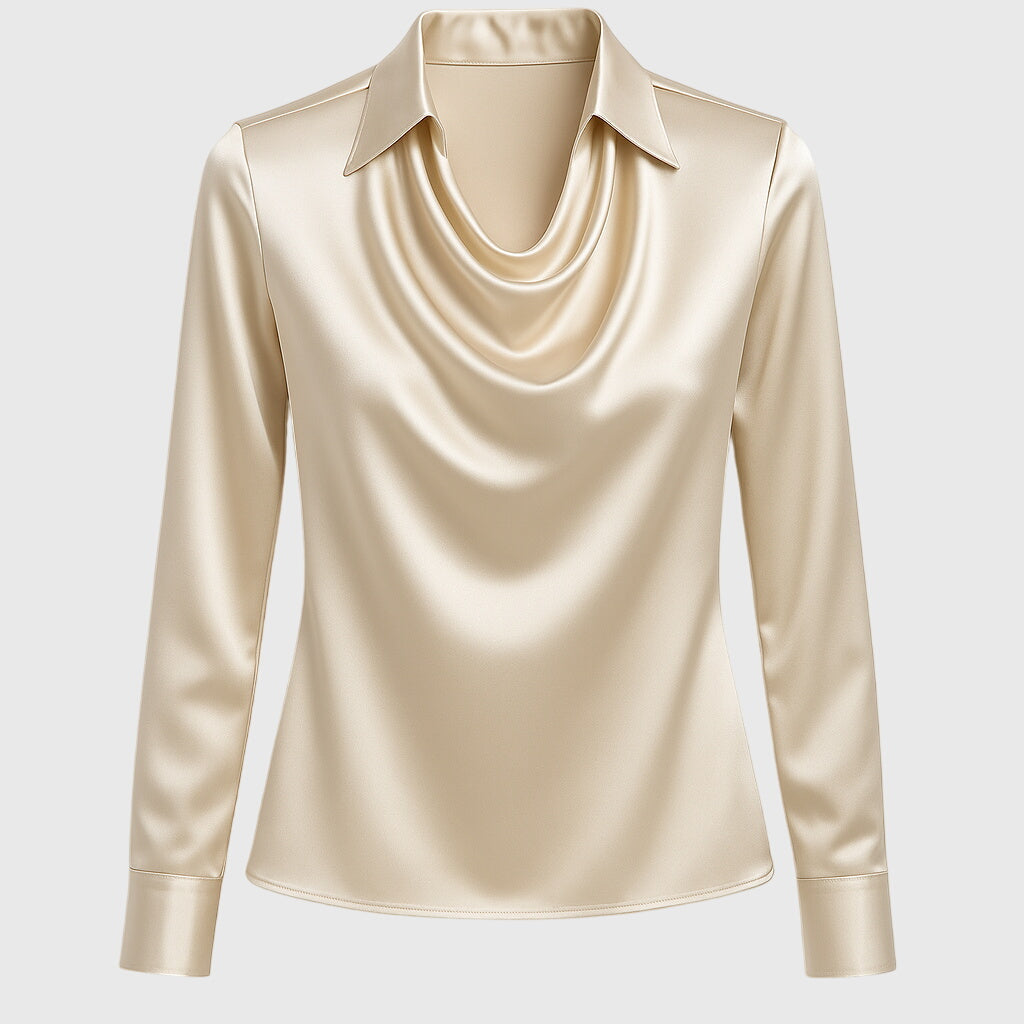 Alma Draped Collar Long Sleeve Blouse for Women