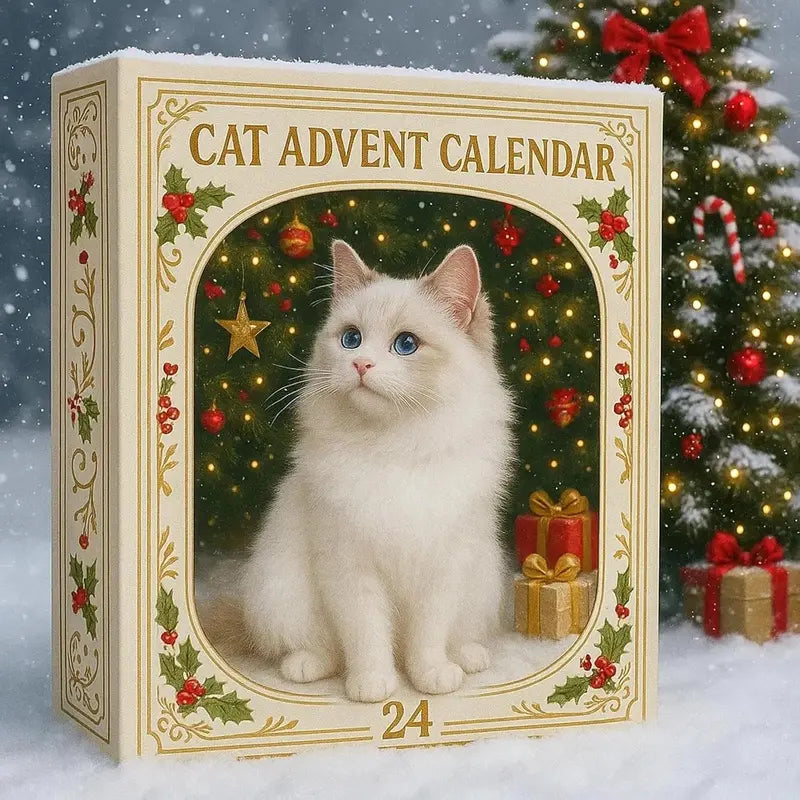 HANGING CAT ADVENT CALENDAR – 24 CLEAR ACRYLIC CAT ORNAMENTS