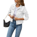 Fiona | Cropped Denim Jacket with Button-Front for Women