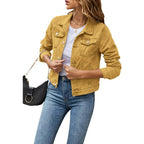 Fiona | Cropped Denim Jacket with Button-Front for Women