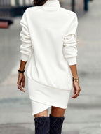 Isabella | Ribbed Turtleneck Wrap-Hem Sweater Dress for Women