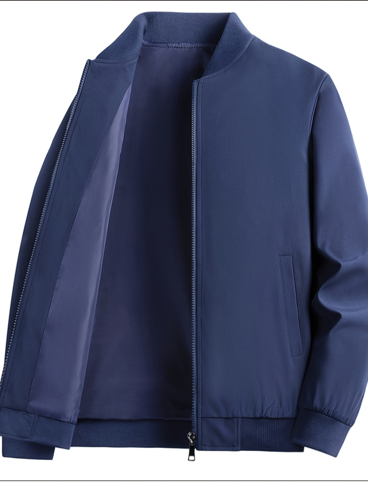 Christian | Ribbed Collar Longline Bomber Jacket for Men