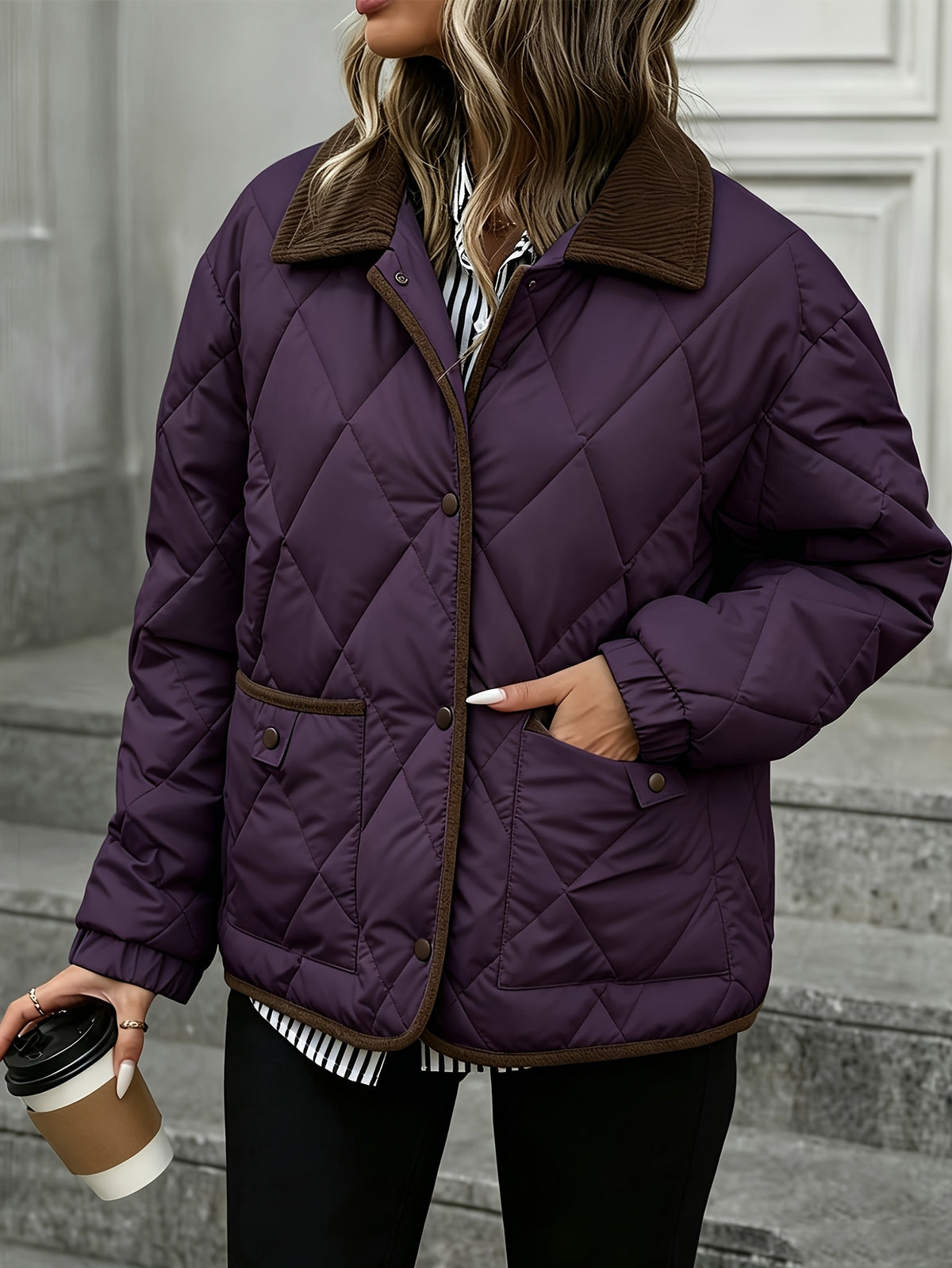Christiane | Quilted Diamond-Stitch Puffer Jacket with Collar