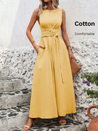 Mathilde | Belted Wrap A-Line Sleeveless Maxi Dress for Women