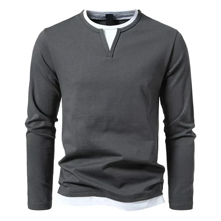 Vincent | Ribbed Crew Neck Long Sleeve Shirt for Men