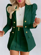 Agatha | Double-Breasted Blazer & Pleated Mini Skirt Set