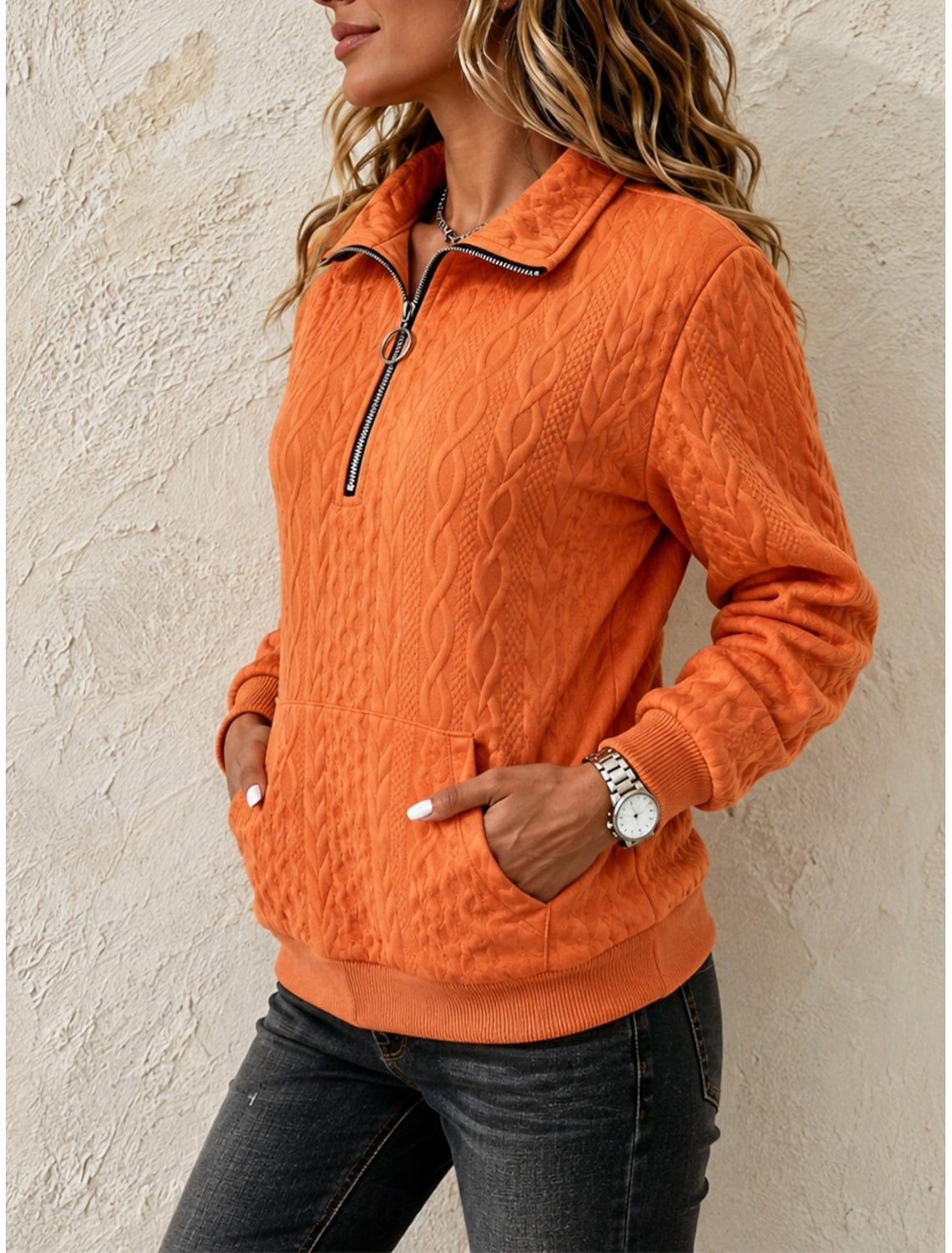 Elisa | Cable Knit Quarter-Zip Cardigan Pullover for Women